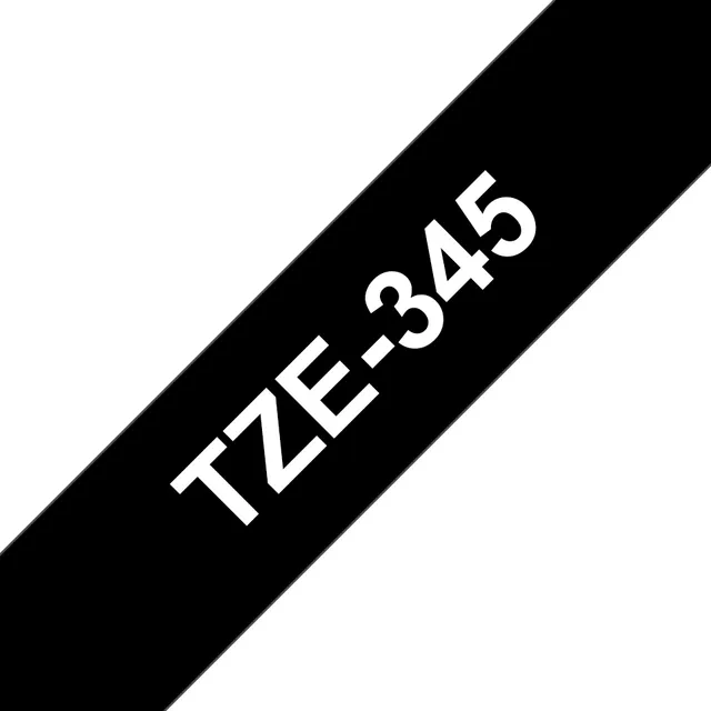 Tze-345 Etikett-Tejp vit På, svart