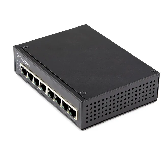 StarTech.com Industriell 8-ports Gigabit PoE-switch - 30 W - Power Over Ethernet-switch - GbE PoE+ ohanterad switch - Robust Gigabit-nätverksswitch me