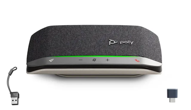 HP Poly Sync 20+ - Smart högtalartelefon - Bluetooth - kabelansluten, trådlös - USB-A - silver, svart - Certifierad för Microsoft-teams, Zoomcertifier