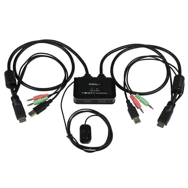 2 Port USB HDMI Cable KVM Switch with