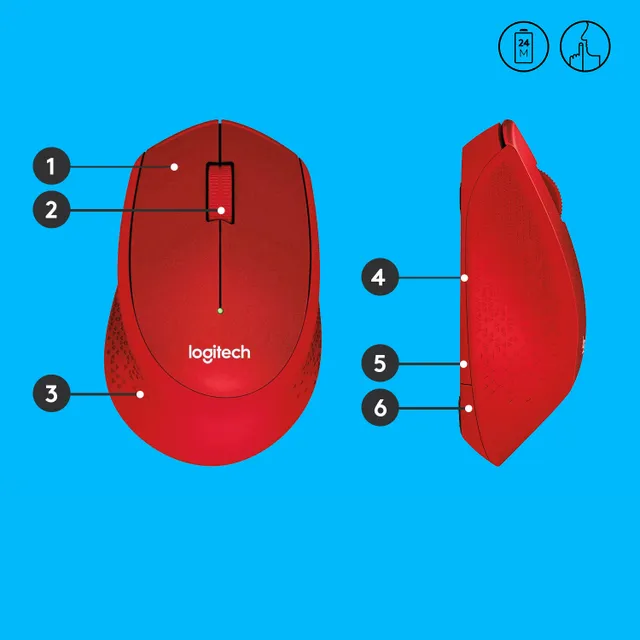 M330 Silent Plus - Mouse - Optic - 3 knappar - Röd