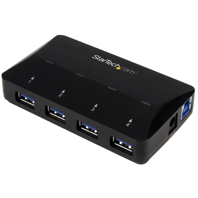 USB 3.0-hub StarTech ST53004U1C, 4xUSB 3.0 + 1x2,4A snabbladdningsport, inkl. strömadapter