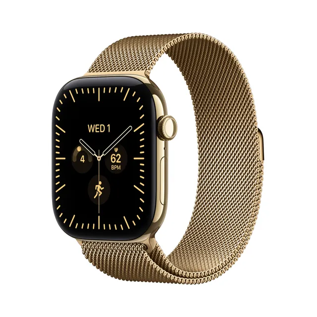 Watch Series 12 GPS + Cellular 42 mm skinande guld titan, skinande guld Milanesisk loop
