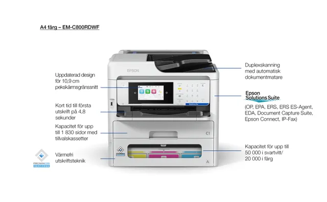 WorkForce Pro EM-C800RDWF Multifunktions - Färg - Bläck
