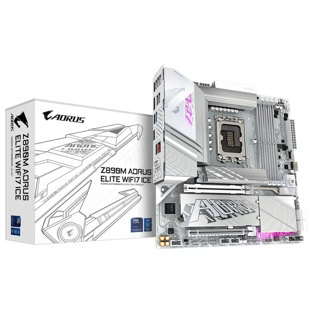 Z890M AORUS ELITE WIFI7 ICE Moderkort - Intel Z890 - Intel LGA1851 - DDR5 RAM - Micro-ATX