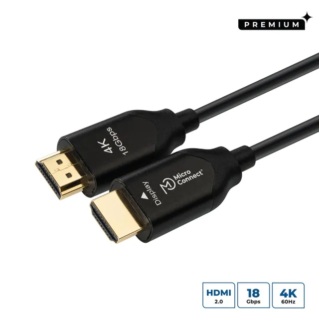 HDMI-kabel MicroConnect Premium High Speed Active Optic, 4K@60Hz, 30 meter - Svart