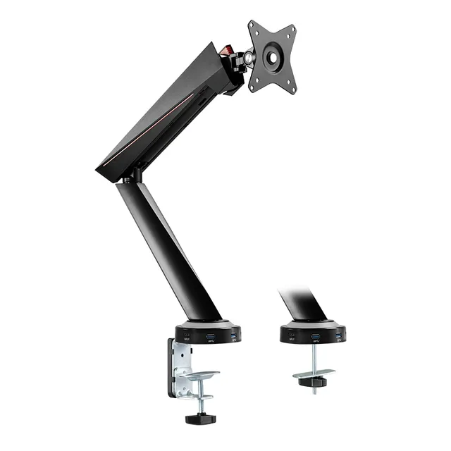 BP0091-monitorivarsi yhdelle näytölle 17-32", kaasujousella, 8 kg, USB 3.0 -keskittimellä, musta/punainen