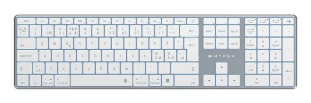 HyperSpace - Tangentbord - full size - bakgrundsbelyst - trådlös - Bluetooth 5.0 - QWERTY - Nordisk - rymdgrå