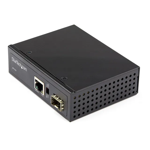 StarTech.com PoE+ industriell fiber till Ethernet-mediakonverterare 60 W - SFP till RJ45 - Singlemode/Multimode fiber till Gigabitkopparnätverk - Komp