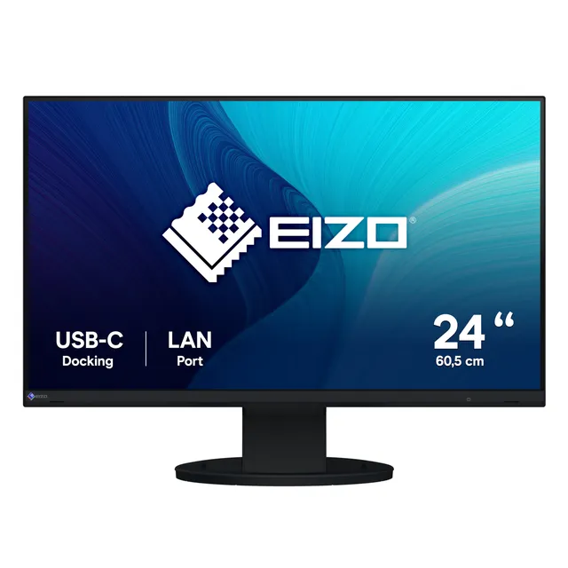 23.8" Eizo FlexScan EV2490, IPS 1920x1080, 5 ms, höjdjusterbar, pivot, HDMI/DP/USB-C 70W, LAN, högtalare, USB 3.2-hubb