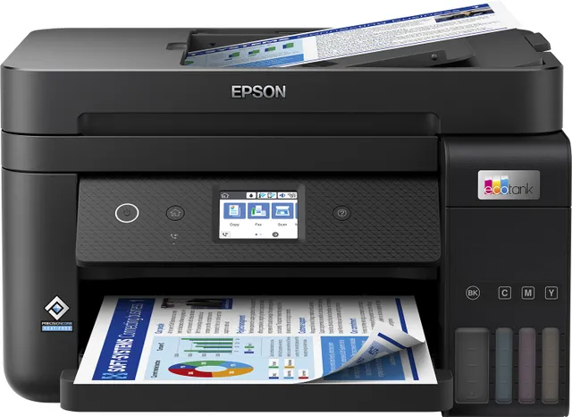 EcoTank ET-4850 - Multifunktionsskrivare - färg - bläckstråle - påfyllbar - A4 (media) - upp till 15.5 sidor/minut (utskrift) - 250 ark - 33.6 Kbps - USB, LAN, Wi-Fi - svart