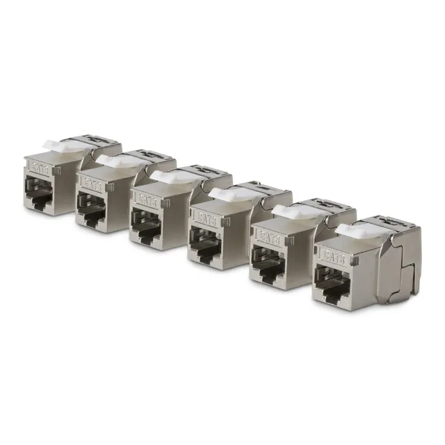 CAT8 STP KEYSTONE JACK 6-PACK180-DEGREE/TOOLLESS/SHIELD
