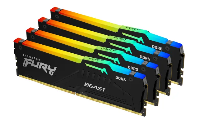 FURY Beast RGB DDR5-5600 - 128GB - CL40 - Quad Channel (4 pcs) - Intel XMP - Svart med RGB