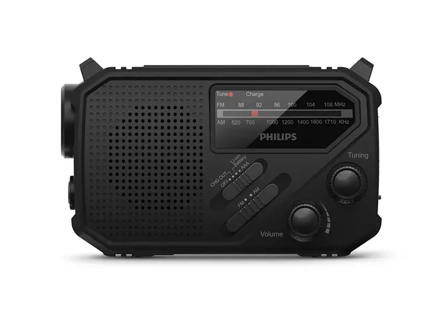 TAR1609/00 bärbar FM/AM-vevradio och ficklampa, svart