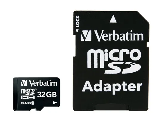 Micro Secure Digital SDHC 32 GB Verbatim, Class 10, inkl. SD-adapter