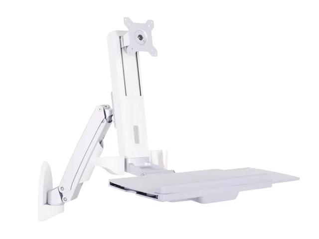 M Workstation Arm Single - Konsol - justerbar arm - för LCD-bildskärm/tangentbord - plast, aluminium, stål - vit, silver - skärmstorlek: