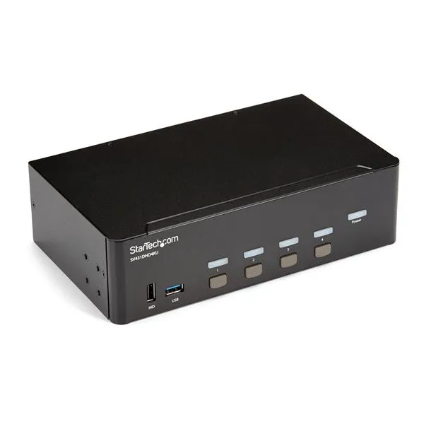 4 Port HDMI KVM Switch - 4K 30Hz - Dual Display - KVM / audio / USB switch - 4 ports - rack-mountable