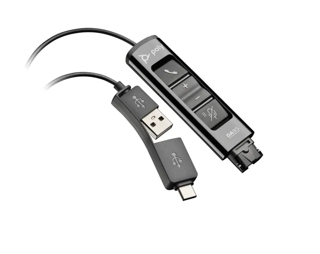HP Poly DA85 - Headset-kabel - USB, USB-C hane till Snabburkoppling hane - 1.3 m - för OMEN 40L by HP GT21-1026nd, Poly DA70, DA75, DA80, DA85-M