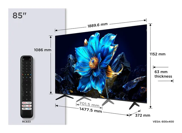 85" TV LED 4K 85P7K P7K Series - 85" Class (845" viewable) LED-backlit LCD TV - QLED - 4K