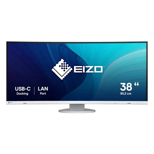 37.5" Eizo FlexScan EV3895-WT, Curved IPS 3840x1600, 5 ms, höjdjusterbar, 2xHDMI/DP/USB-C 85W, LAN, högtalare, USB 3.2-hubb - Vit