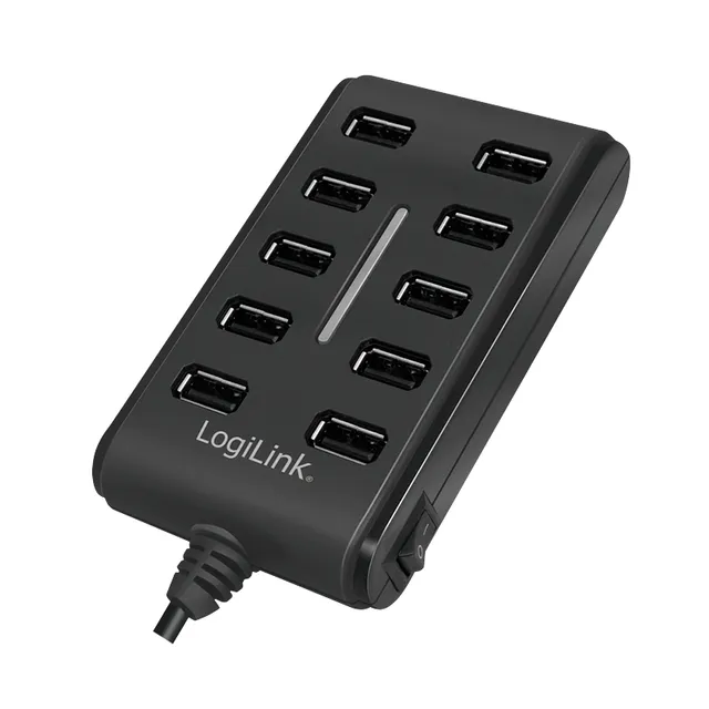USB 2.0 hub 10-port with On/Off switch USB Hub - 10 porte