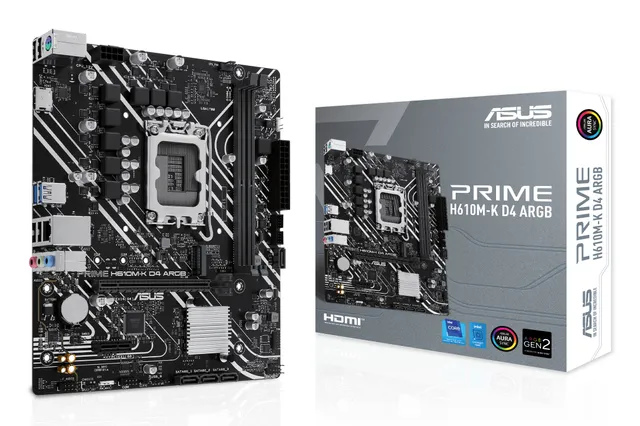 PRIME H610M-K D4 ARGB Moderkort - Intel H610 - Intel LGA1700 - DDR4 RAM - Micro-ATX
