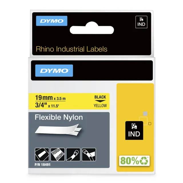 RhinoPRO märktejp flex nylon 19mm, svart på gult (18491)
