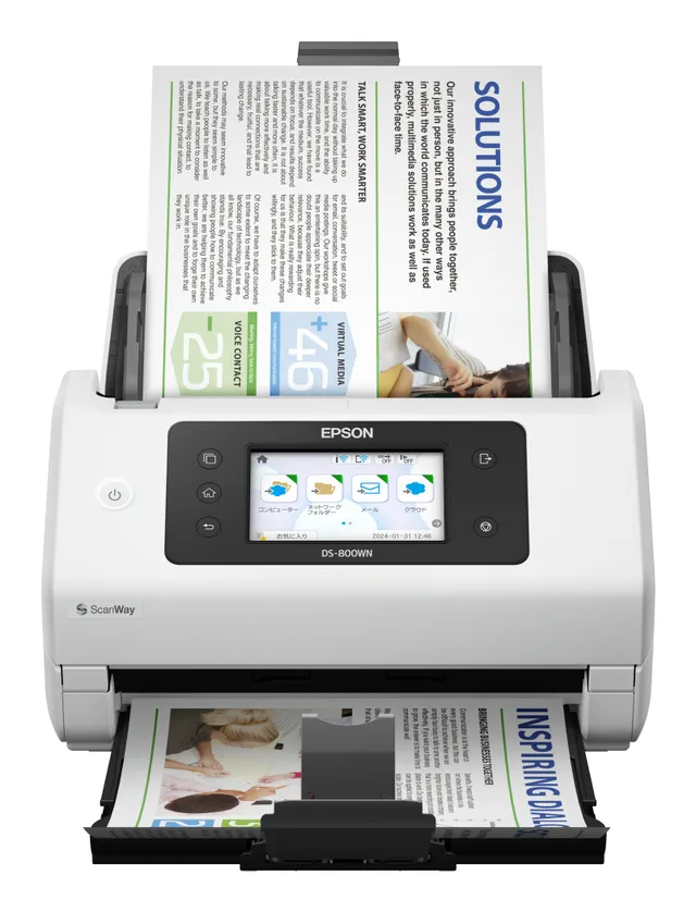 WorkForce DS-800WN - Dokumentskanner - Duplex - A4/Legal - 600 dpi x 600 dpi - upp till 50 sidor/minut (mono) / upp till 50 sidor/minut (färg) - ADM (100 ark) - upp till 8000 scanningar per dag - Gigabit LAN, Wi-Fi, USB 2.0 (Host), USB 3.2 Gen 1x1