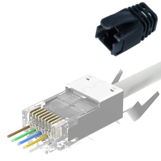 - Nätverkskontakt - RJ-45 (hane) - S/UTP -