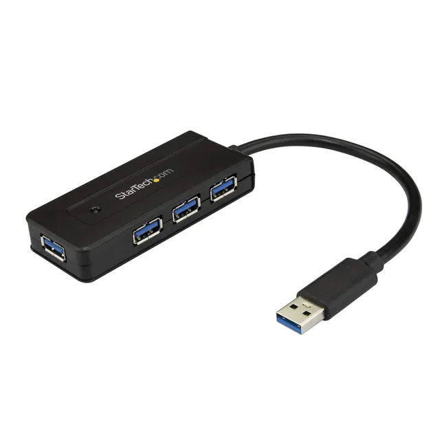 USB 3.0-hubb med 4 portar - Minihubb med laddningsport - Strömadapter medföljer - Hubb - 4 x SuperSpeed USB 3.0 - skrivbordsmodell - för P/N: