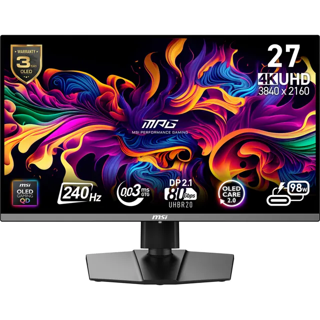 26.5" MSI MPG 272URXDE - 3840x2160 (4K) - 240Hz - QD-OLED - 98W USB-C