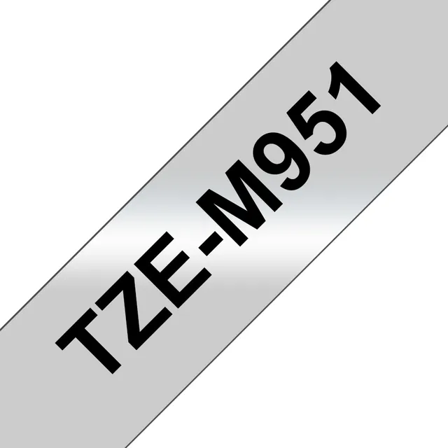 Tape TZE-M951 24mm Svart på Matt Silver
