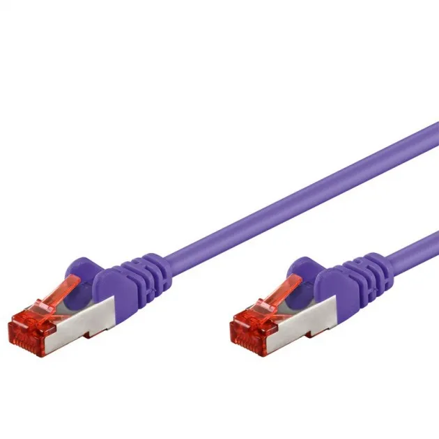 Patchkabel CAT 6, S/FTP (PiMF), lila, 0,5 m kopparklädd aluminiumtråd (CCA)