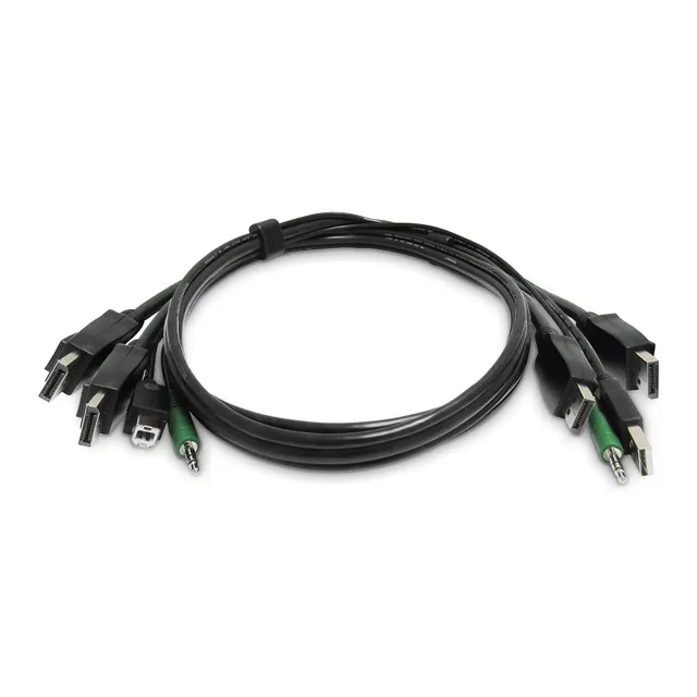 - Tangentbords-/video-/muskabel - TAA-kompatibel - USB typ A, 3,5 mm ljuduttag, DisplayPort (hane) till USB Type B, 3,5 mm ljuduttag, DisplayPort (hane) - 1.8 m