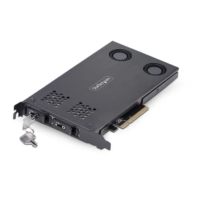 StarTech.com Dual-Bay M.2 NVMe SSD Removable Mobile Rack for PCIe x8 Slot - Gränssnittsadapter - M.2 - M.2 NVMe Card / PCIe (NVMe) - PCIe 4.0 x8 - sva