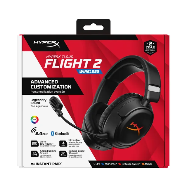 Cloud Flight 2 trådlöst gamingheadset, svart