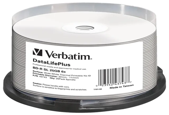 DataLifePlus - 25 x BD-R - 25 GB 6x - bred yta utskrivbar med termotryck - spindel