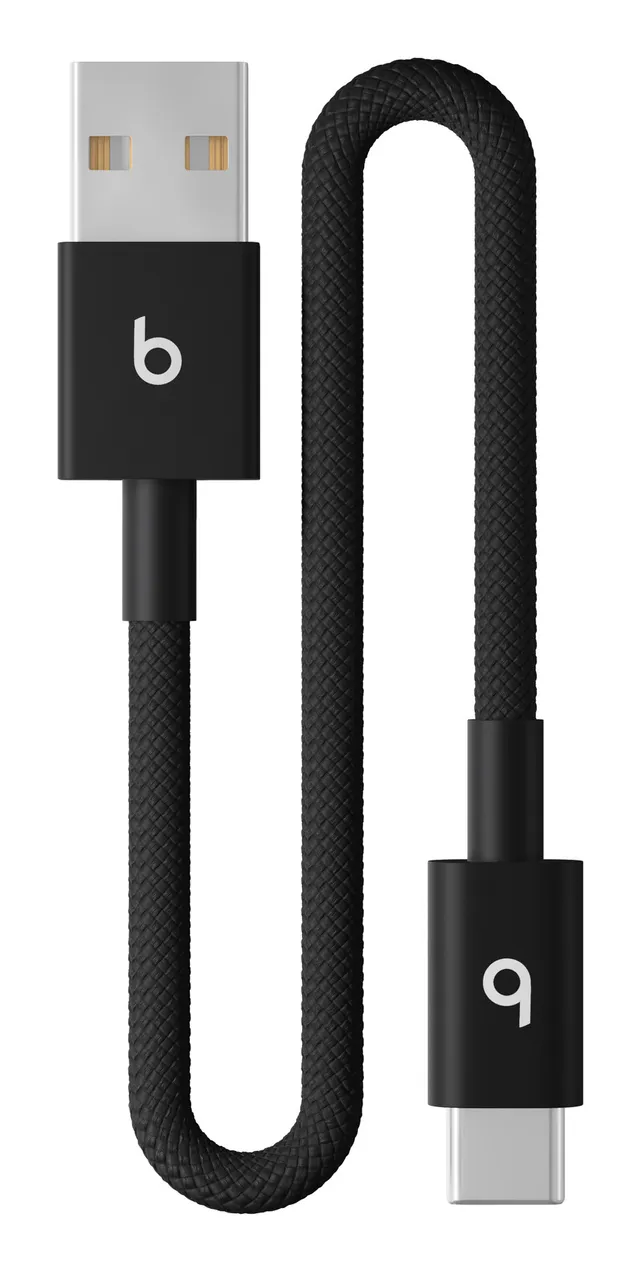 Beats - USB-kabel - USB (hane) till USB-C (hane) - USB 2.0 - 20 cm - flätad, USB Fast Charge (15W), förstärkt design - bultsvart
