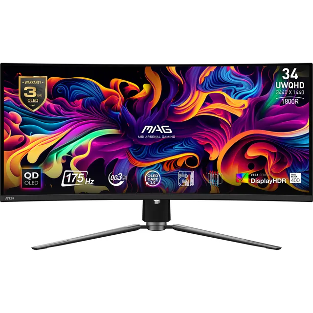 MAG 341CQP QD-OLED Curved / 34" /3440x1440 / 175 Hz / 2xHDMI,DP,USB-C / (Fyndvara - Klass 1)