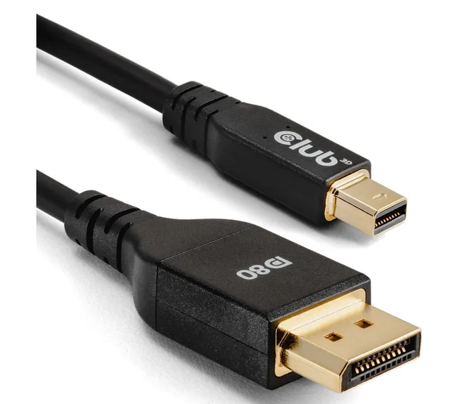 CAC-1116 - DisplayPort-kabel - Mini DisplayPort (hane) till DisplayPort (hane) - DisplayPort 2.1 - 1 m - 8K60Hz stöd, dubbelriktad, 4K240Hz stöd, stöd för 10K 60 Hz (10.240x4320), UHBR10, VESA DP80-certifierad, upp till 80 Gbps dataöverföringshastighet, UHBR20