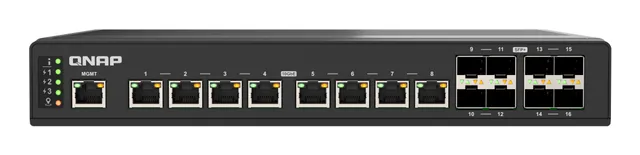 QSW-IM3216-8S8T - Switch - Administrerad - 8 x 10 Gigabit SFP+ + 8 x 100/1000/2.5G/5G/10GBase-T - rackmonterbar, väggmonterbar - för QNAP CAB-DAC