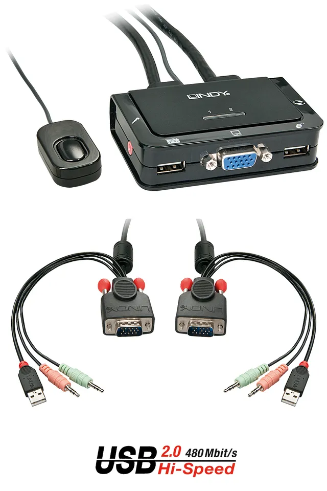 VGA KVM Switch Compact USB 2.0 Audio 2 Port