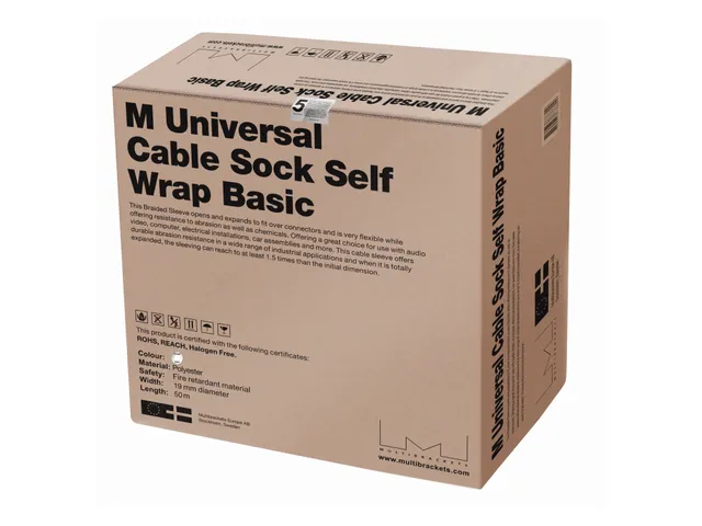 M Universal Cable Sock Self Wrap Basic - Kabelsocka - 50 m - vit
