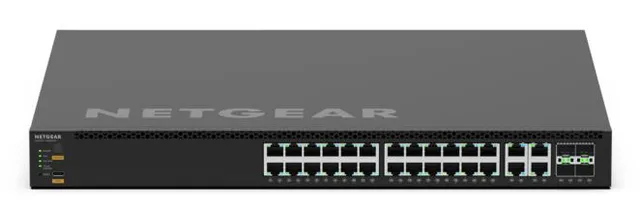 M4350-24M4X4V - Switch - L3 - Administrerad - 24 x 100/1000/2.5G (PoE++) + 4 x 100/1000/2.5G/5G/10G (PoE++) + 4 x 25 Gigabit SFP28 - främre ti