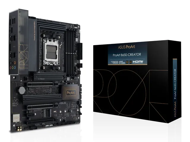 ProArt B650-Creator, AMD AM5, ATX, 4xDDR5, 2xPCI Express, 3xM.2 + SATA3 RAID, HDMI/USB-C, USB-C, GigaLAN+2.5Gbe LAN