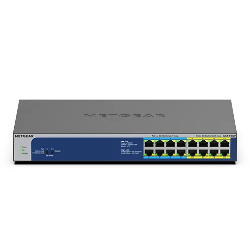 GS516UP - Switch - ohanterad - 8 x 10/100/1000 (PoE+) + 8 x 10/100/1000 (PoE++) - skrivbordsmodell, rackmonterbar - PoE++ (380 W)