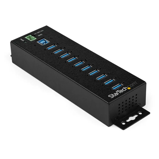 USB 3.0-hub Startech HB30A10AME, 10xUSB 3.0, industriell, inkl. strömadapter - Svart