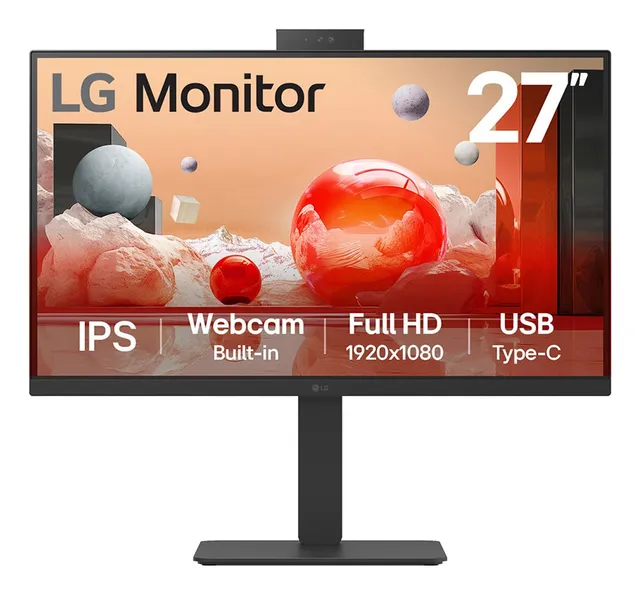 LG 27BA850-B - BA850 Series - LED-skärm - 27 - 1920 x 1080 Full HD (1080p) @ 100 Hz - IPS - 250 cd/m² - 1300:1 - 5 ms - HDMI, DisplayPort, USB-C - högtalare - företag