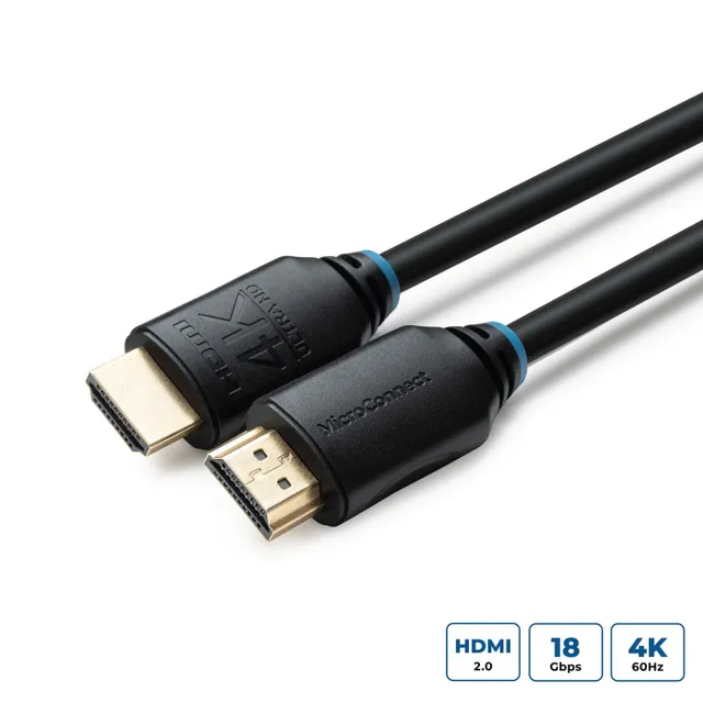 HDMI 2.0 Flat -kaapeli, 4K, jossa Ethernet, 10 m, musta