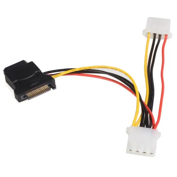 StarTech.com SATA to LP4 Power Cable Adapter with 2 Additional LP4 - Power adapter - 4 pin internal power (F) to SATA power (M) - 5.9 in - black - LP4